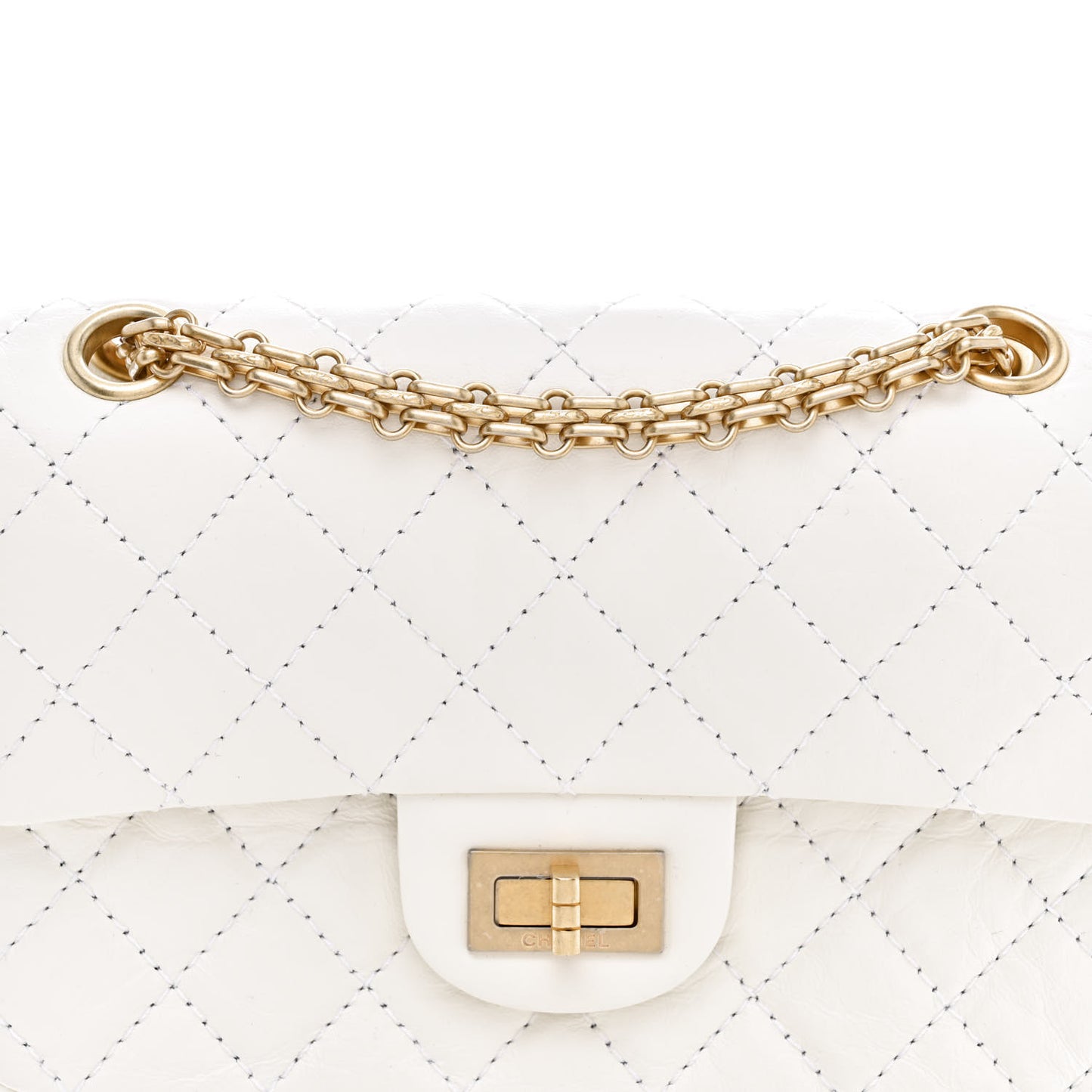 Aged Calfskin Quilted 2.55 Reissue Mini Flap White