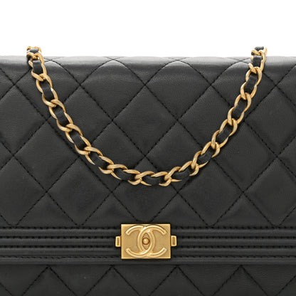 Chanel Lambskin Quilted Boy Wallet On Chain WOC Black 8 of 13
