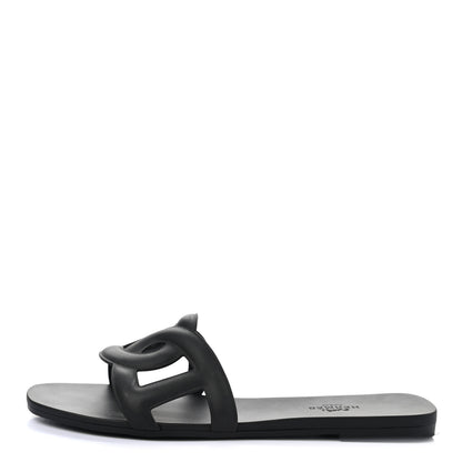 Hermes Rubber Aloha Sandals 37 Black 1 of 9
