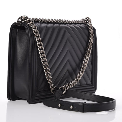 Chanel Calfskin Chevron Quilted Large Boy Flap Black 3 of 10