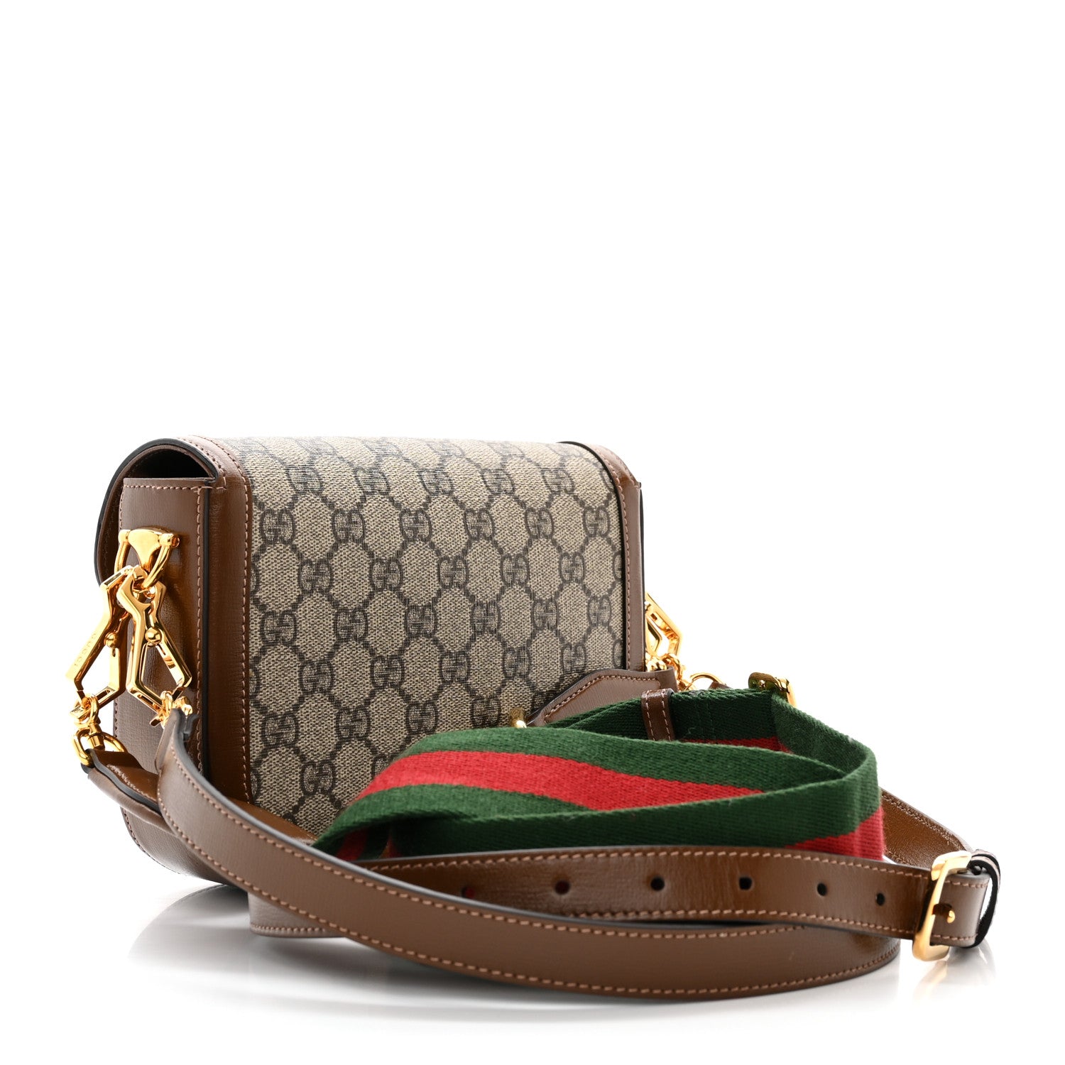 Gucci GG Supreme Monogram Web Mini Horsebit 1955 Shoulder Bag Beige Brown Sugar 3 of 13