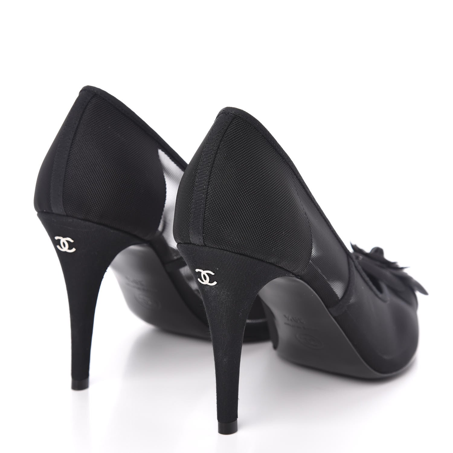 Chanel Mesh Camellia Pumps 39.5 Black 4 of 8