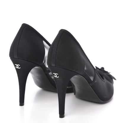 Chanel Mesh Camellia Pumps 39.5 Black 4 of 8