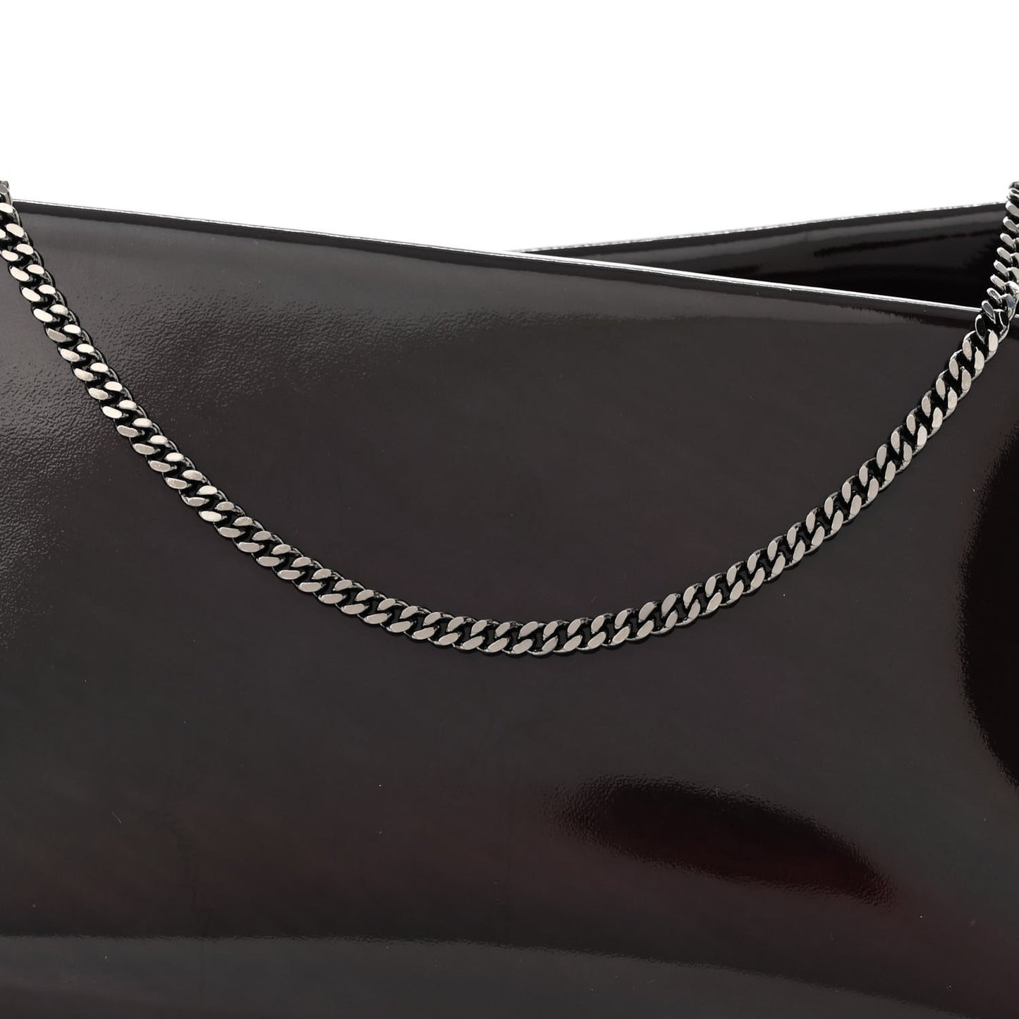Metallic Patent Psychic Small Loubi Twist Zip Chain Clutch Bag Studio Black