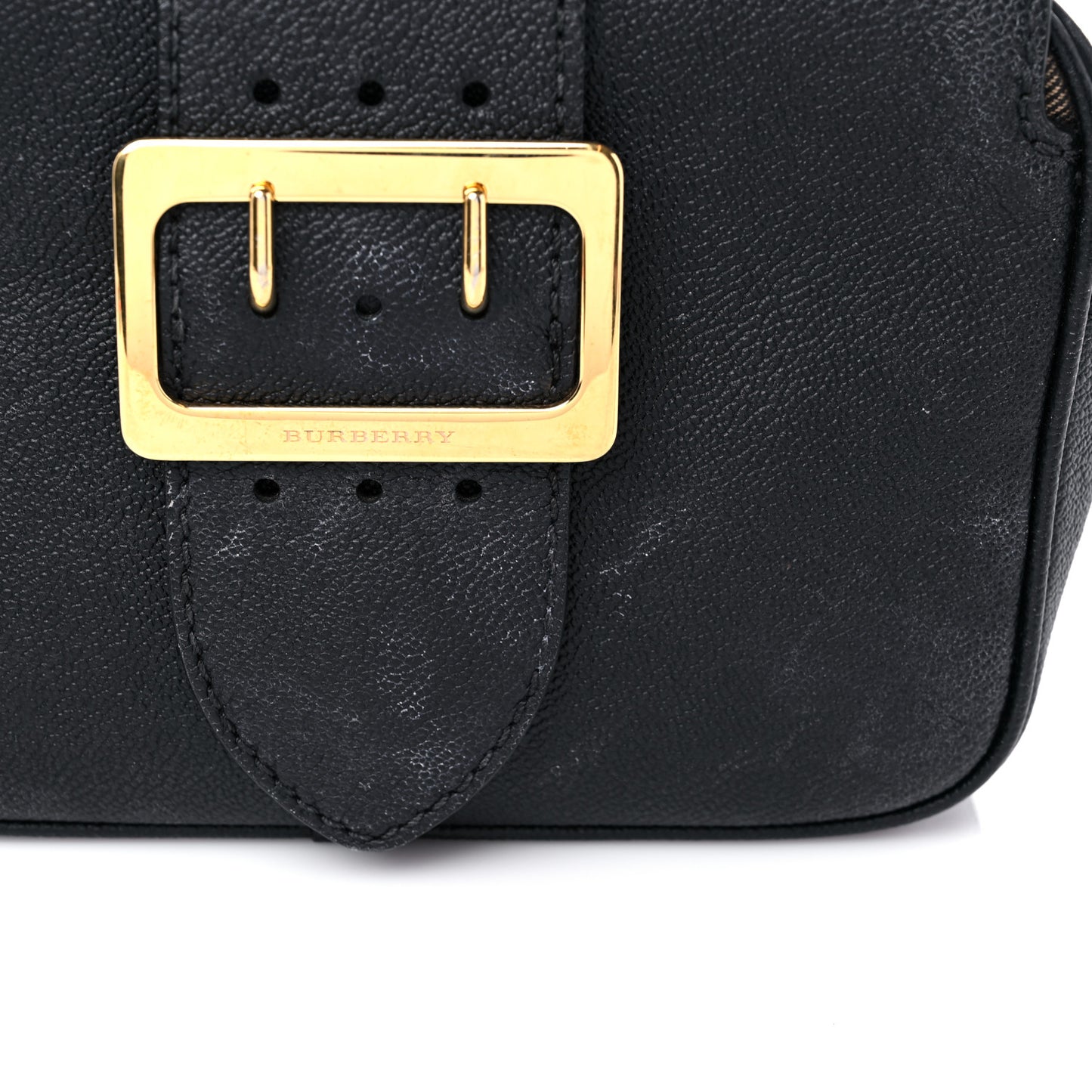 Soft Grain Calfskin Small Buckle Zip Bag Black