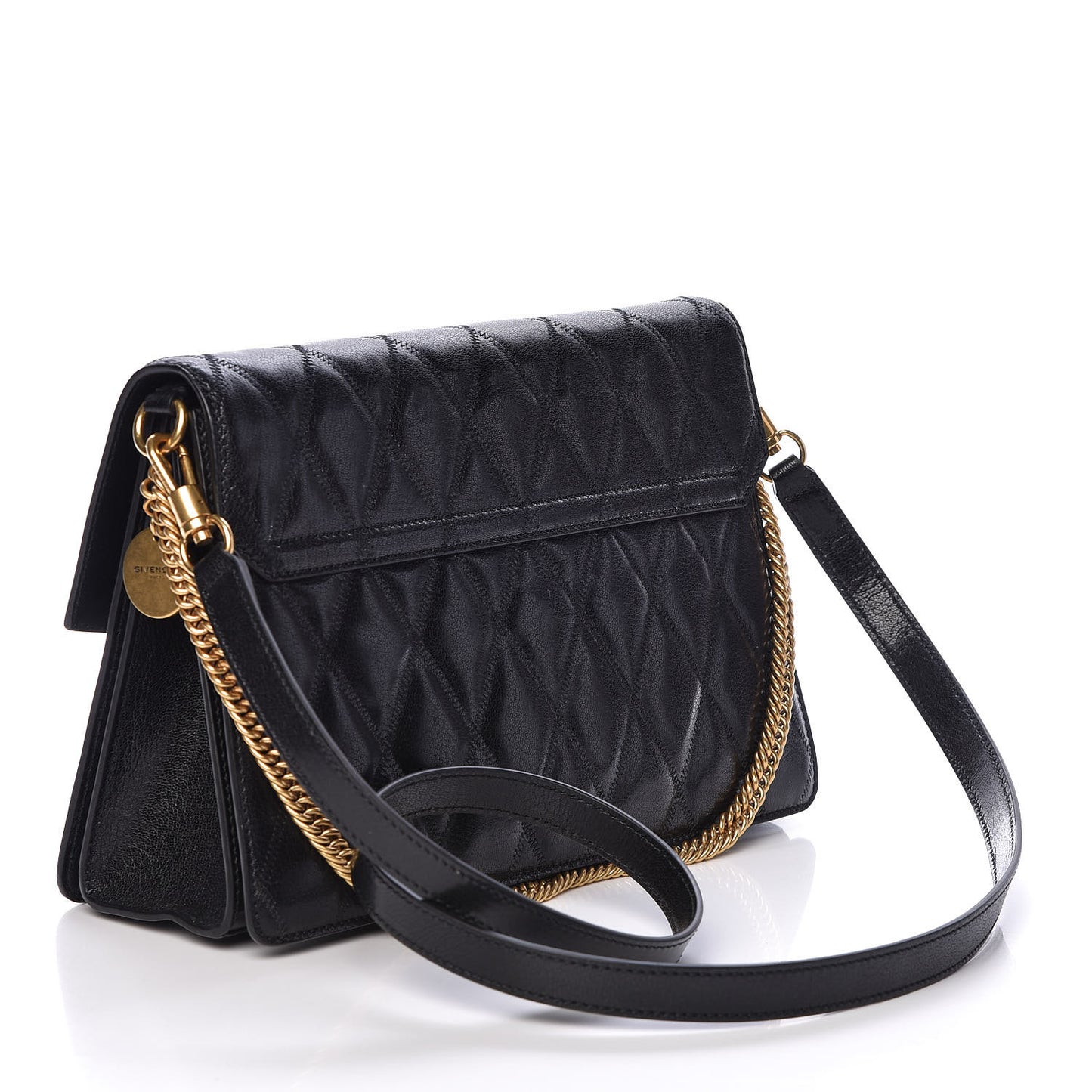 Goatskin Quilted Medium GV3 Shoulder Bag Black