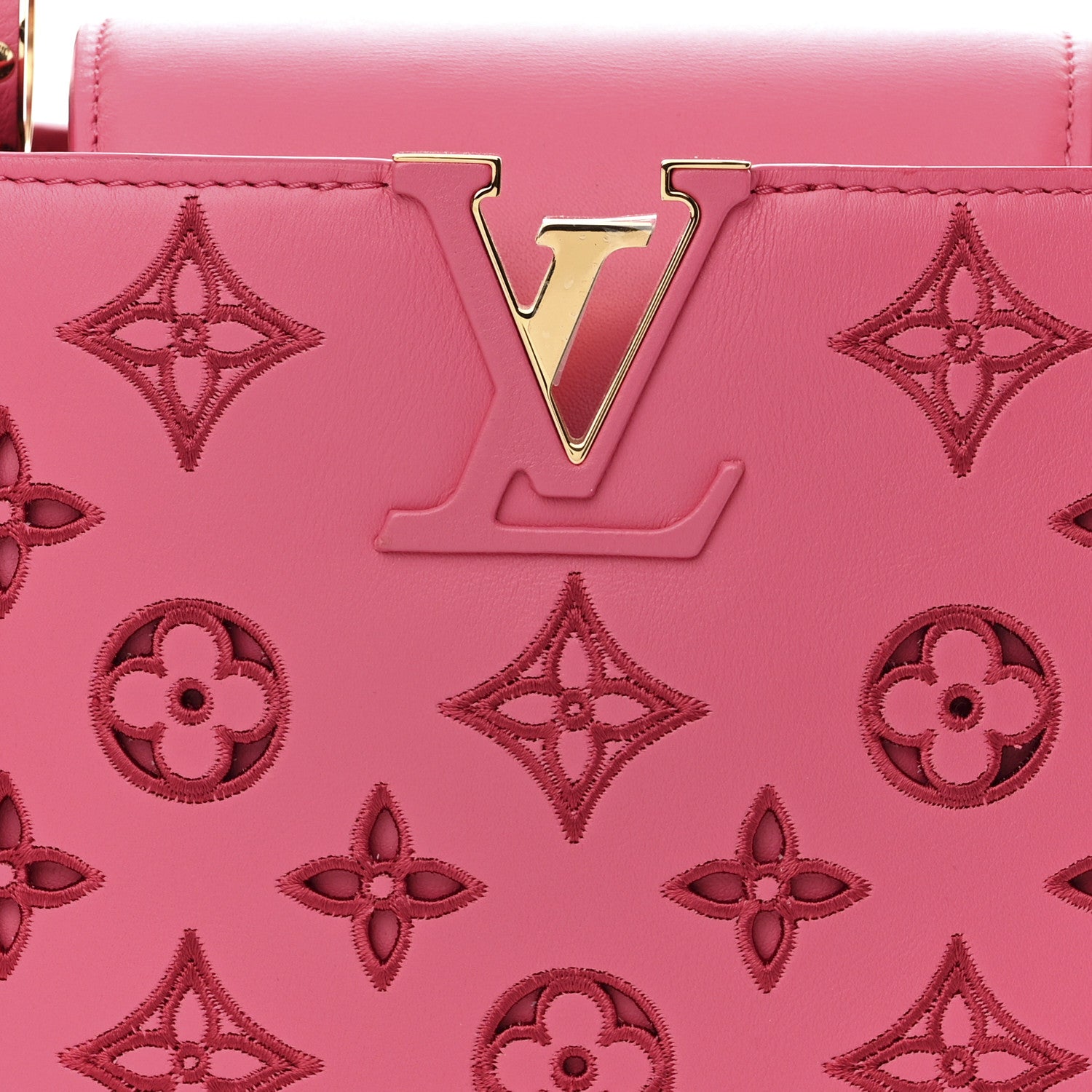 Louis Vuitton Calfskin LV Broderie Anglaise Capucines BB Pink 7 of 9