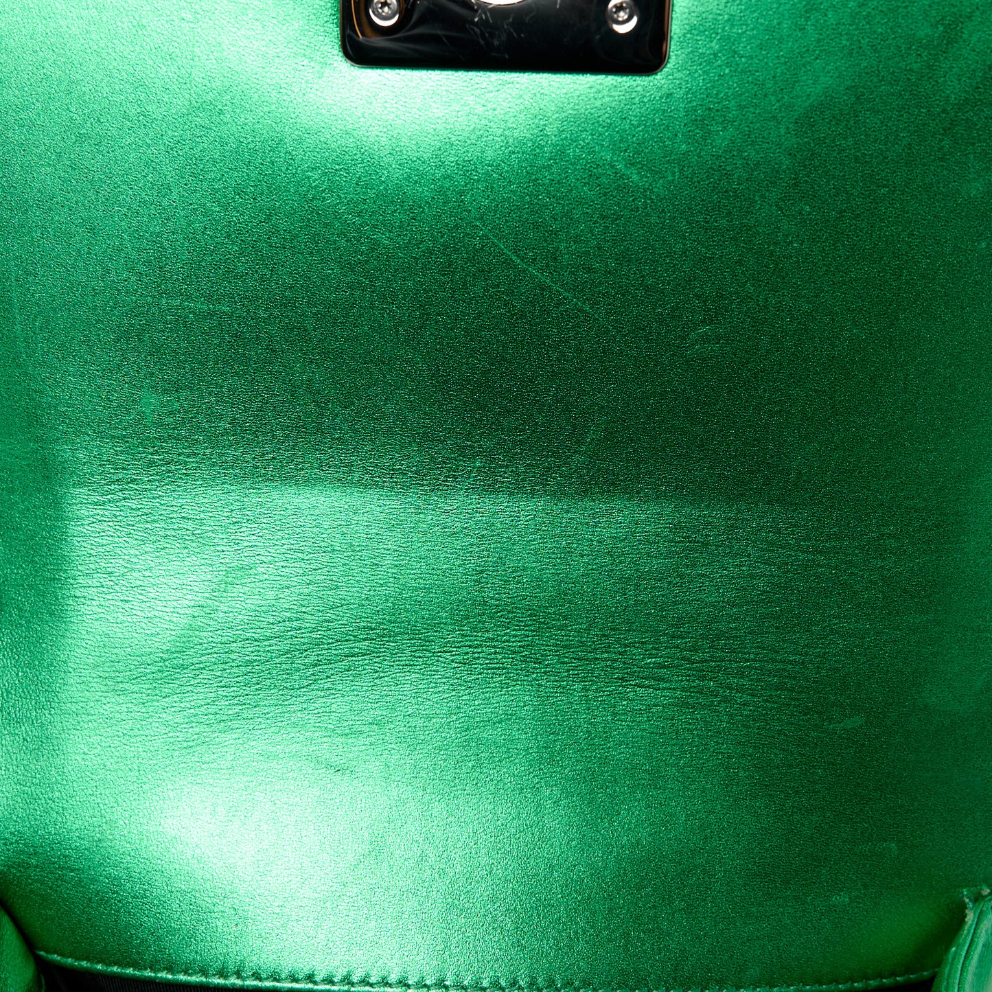 Metallic Patent Calfskin Quilted Small Boy Flap Green