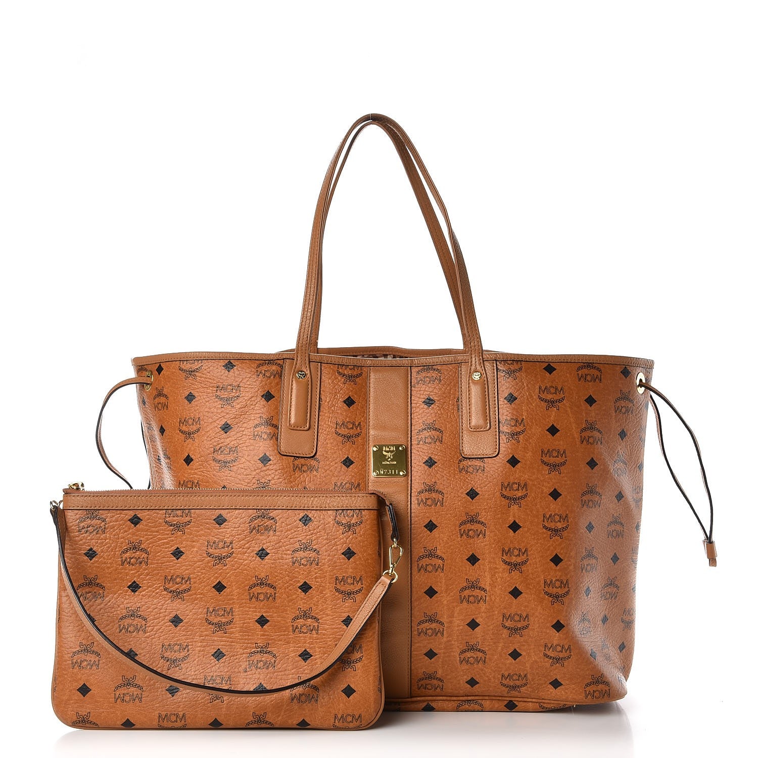 MCM Visetos Large Liz Reversible Shopper Tote Cognac 1 of 22