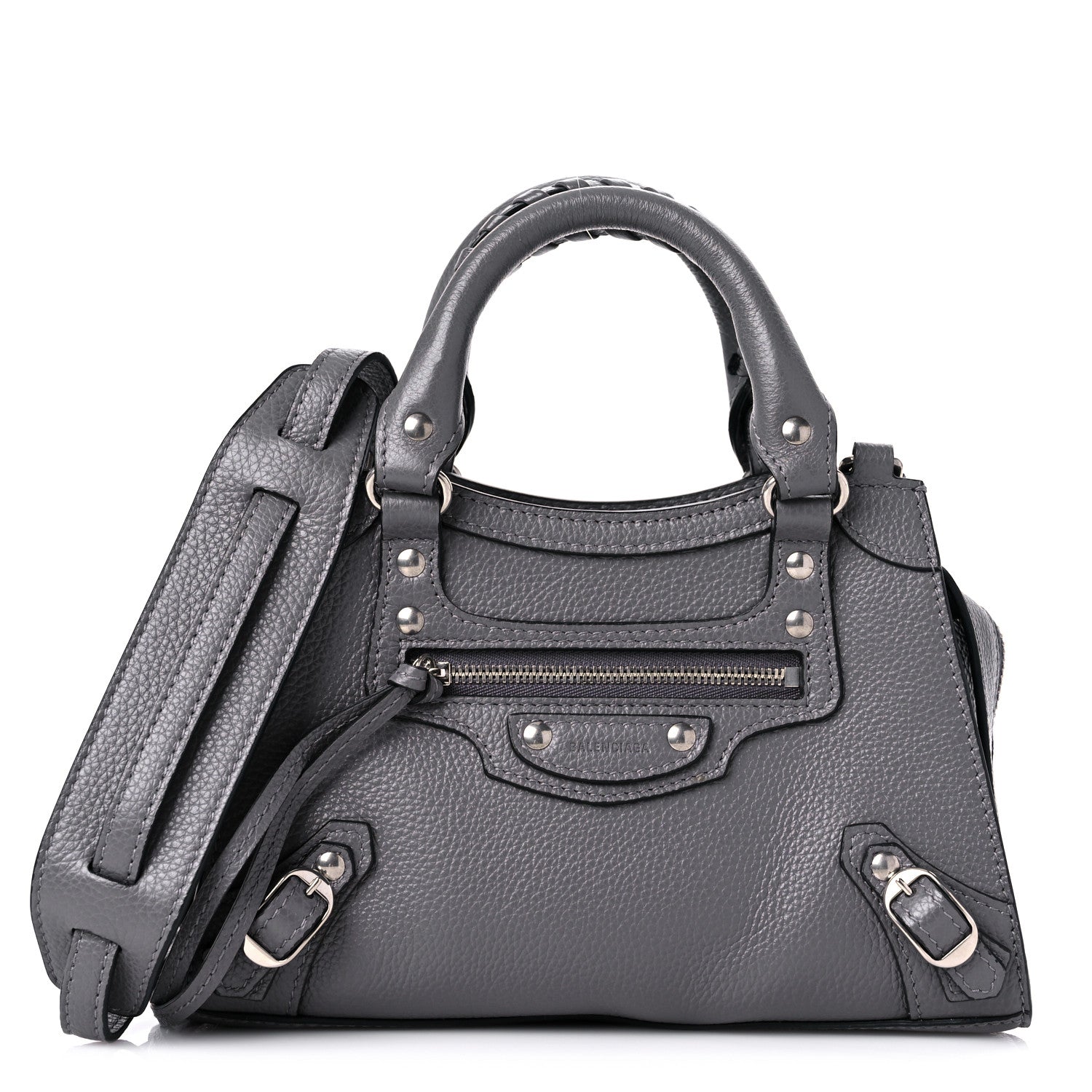 Balenciaga Grained Calfskin Neo Classic Silver Hardware Mini City Dark Grey 1 of 10