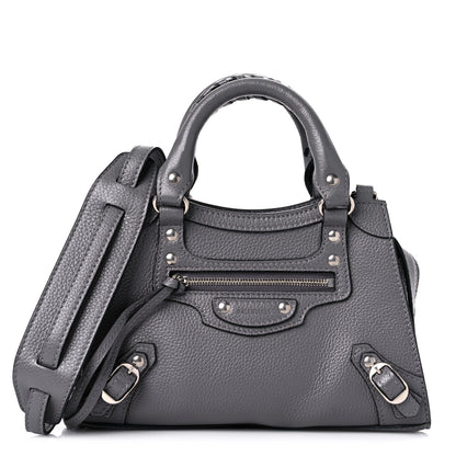 Balenciaga Grained Calfskin Neo Classic Silver Hardware Mini City Dark Grey 1 of 10