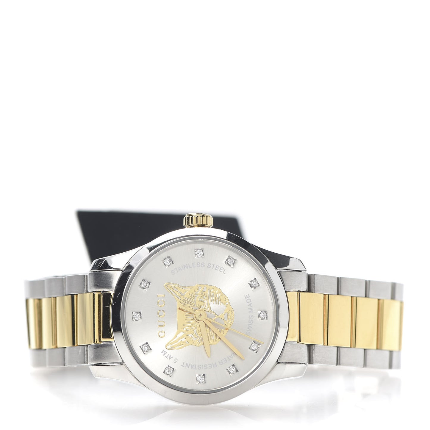 Stainless Steel Diamond 27mm G-Timeless Two Tone Cat Quartz Watch