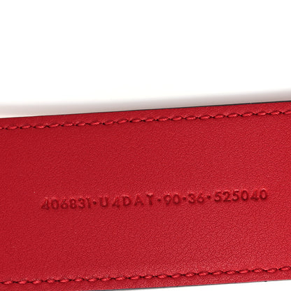 Gucci X ADIDAS Textured Dollar Calfskin Double G 40mm Belt 90 36 Hibiscus Red 4 of 5