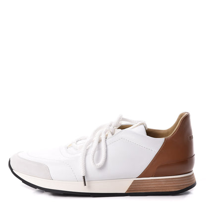 Hermes Suede Goatskin Calfskin Mens Miles Sneakers 43.5 White Gold 1 of 14
