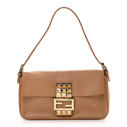 Fendi Calfskin Stud Baguette Brown 3 of 14