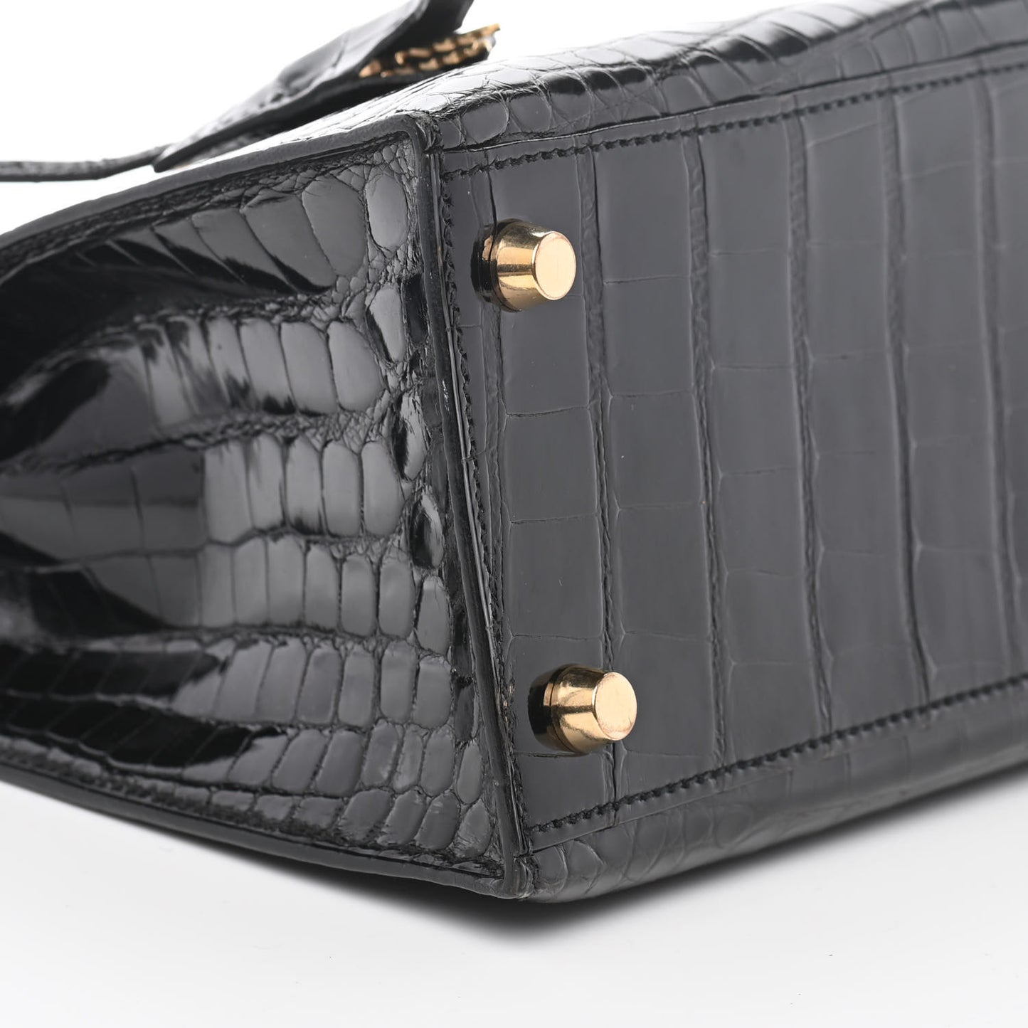 Shiny Alligator Kelly Sellier 25 Black