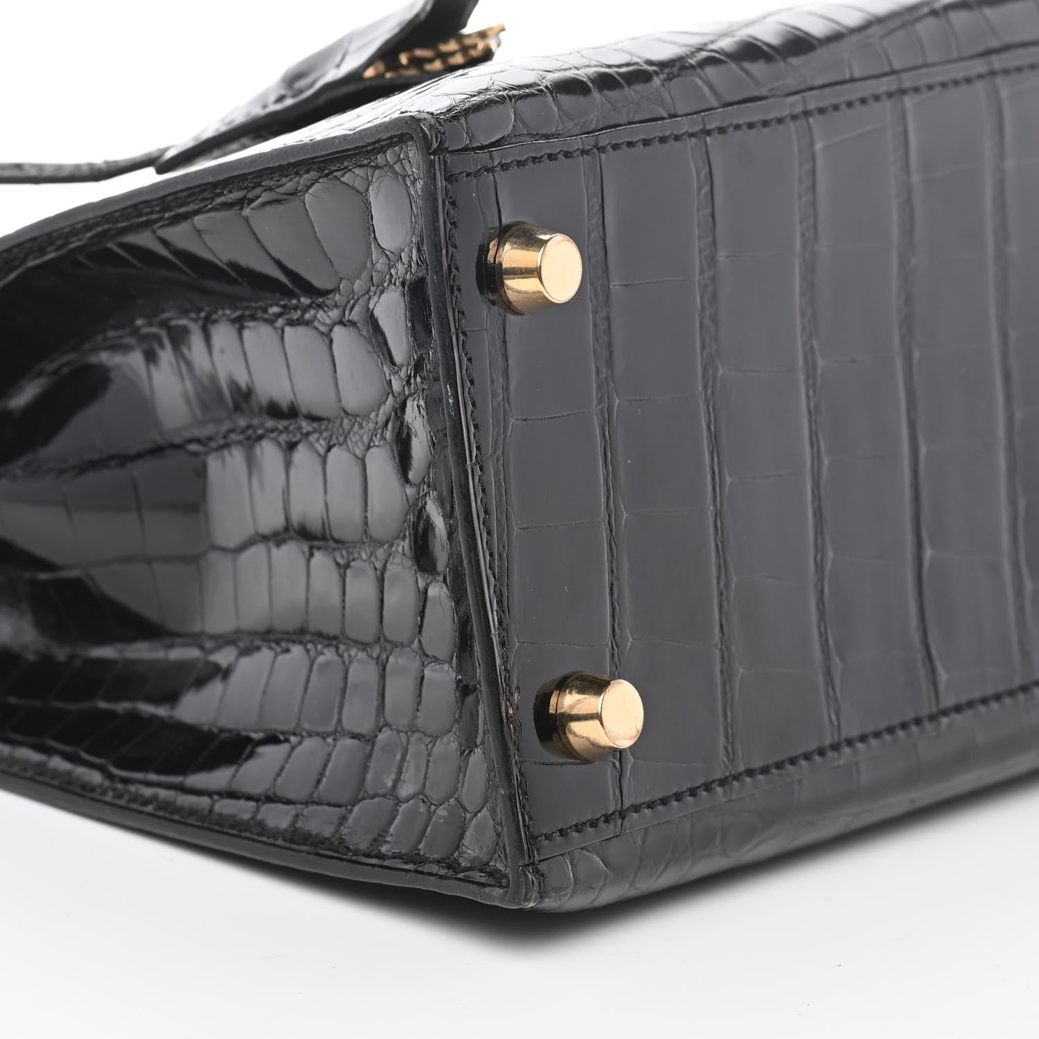 Hermes Shiny Alligator Kelly Sellier 25 Black 8 of 15