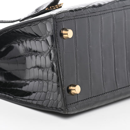 Hermes Shiny Alligator Kelly Sellier 25 Black 8 of 15