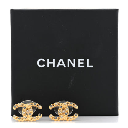 Chanel Crystal CC Chain Earrings Gold Black 6 of 6