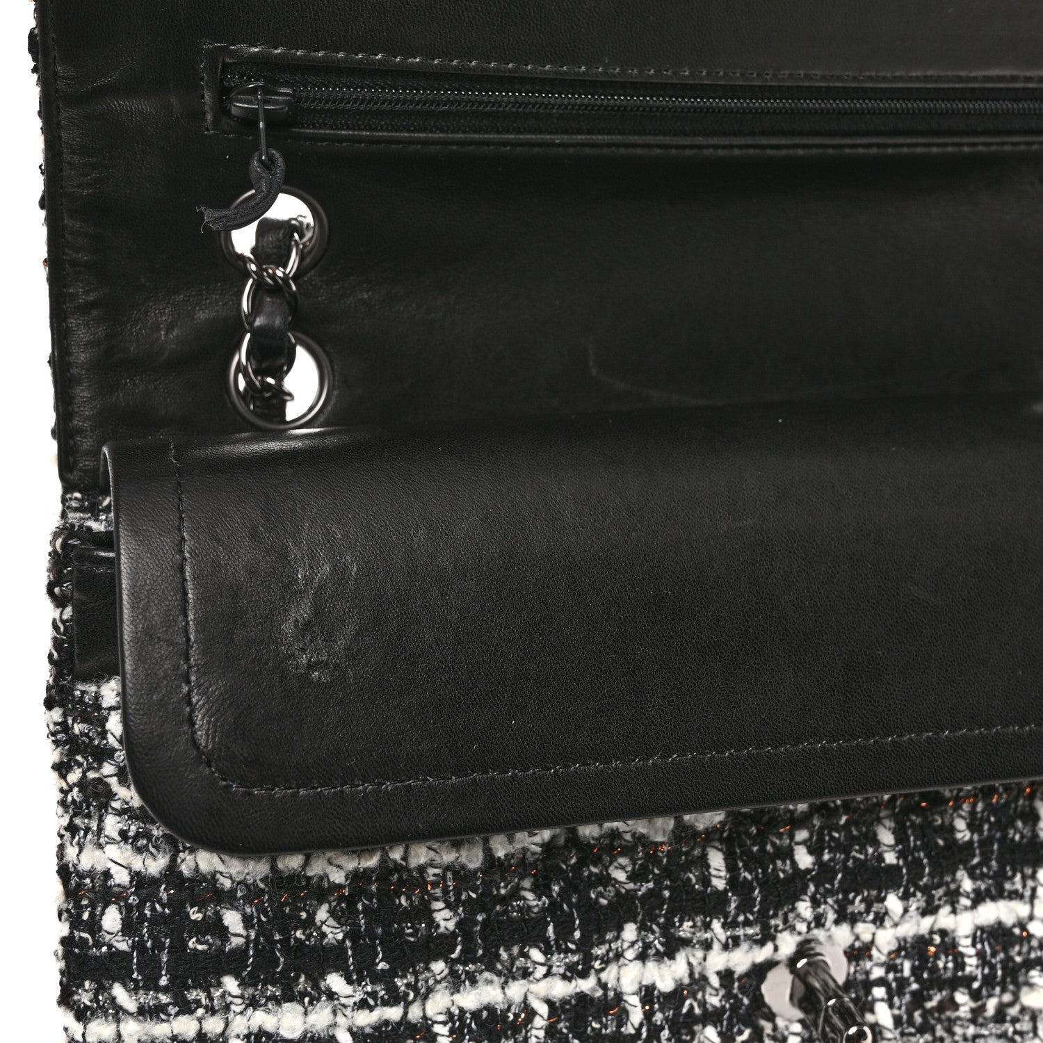 Chanel Tweed Quilted Medium Double Flap Black 11 of 12