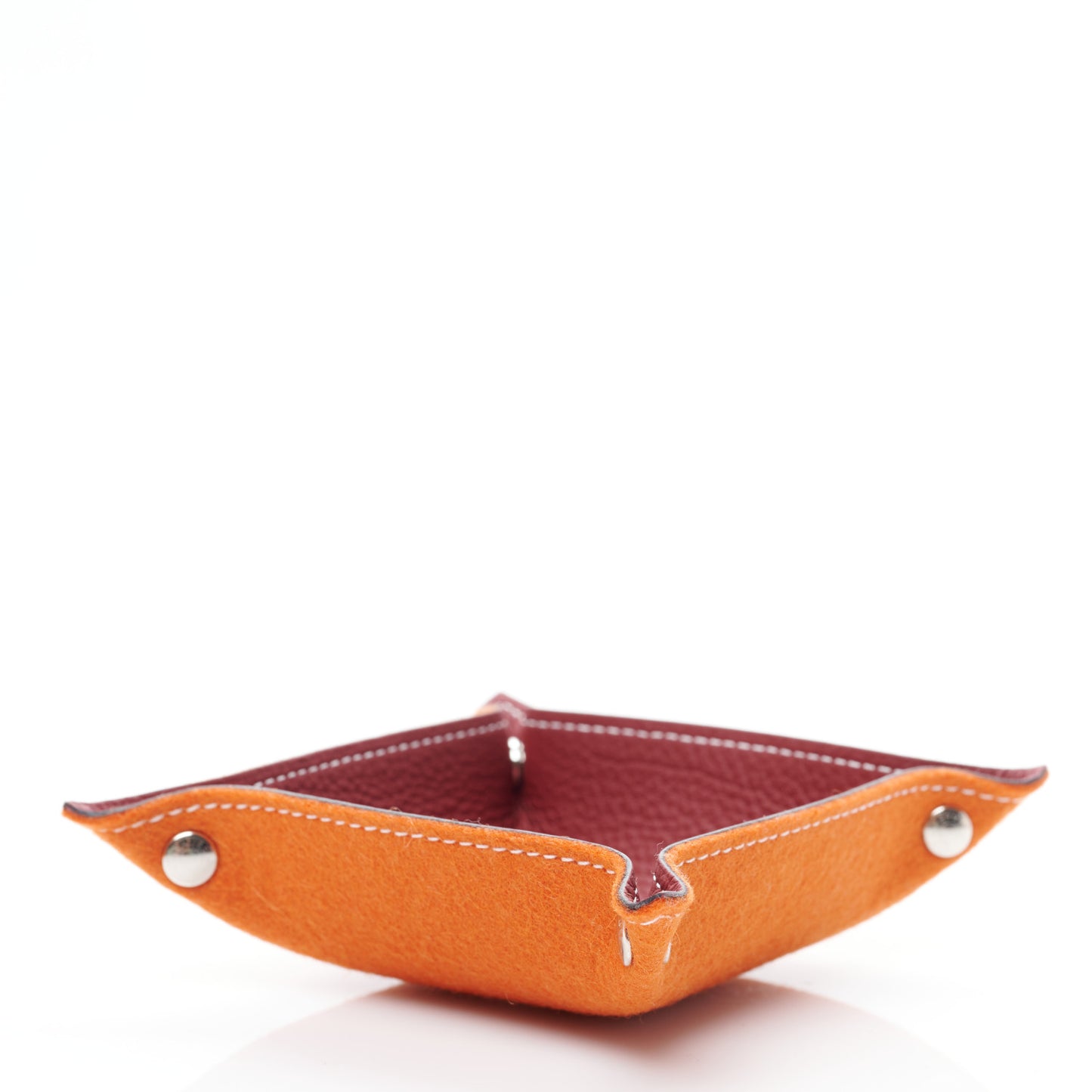 Taurillon Clemence Felt Bridge Mises et Relances Change Tray Orange Rouge H