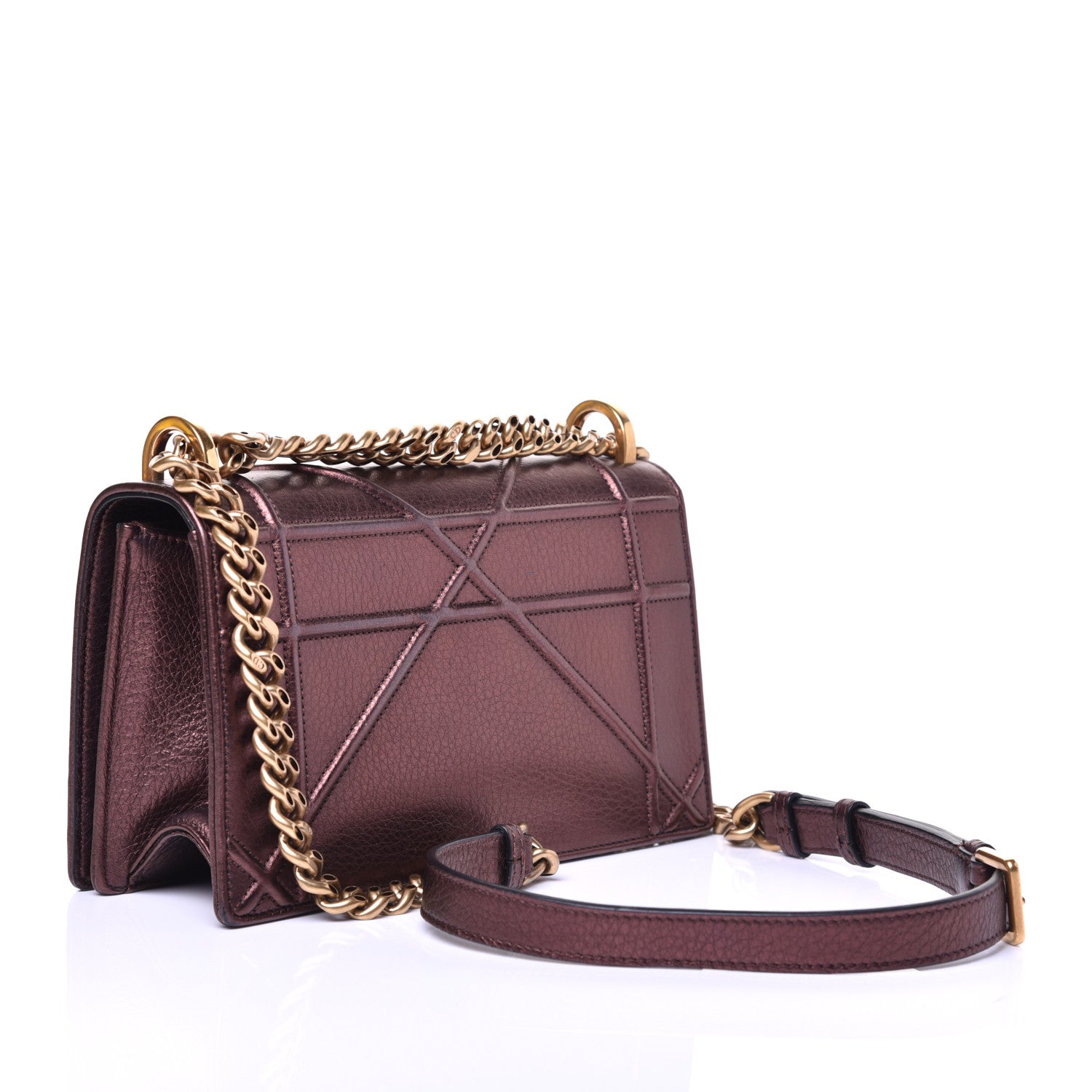 Christian Dior Metallic Grained Calfskin Small Diorama Flap Bag Noisette 3 of 8