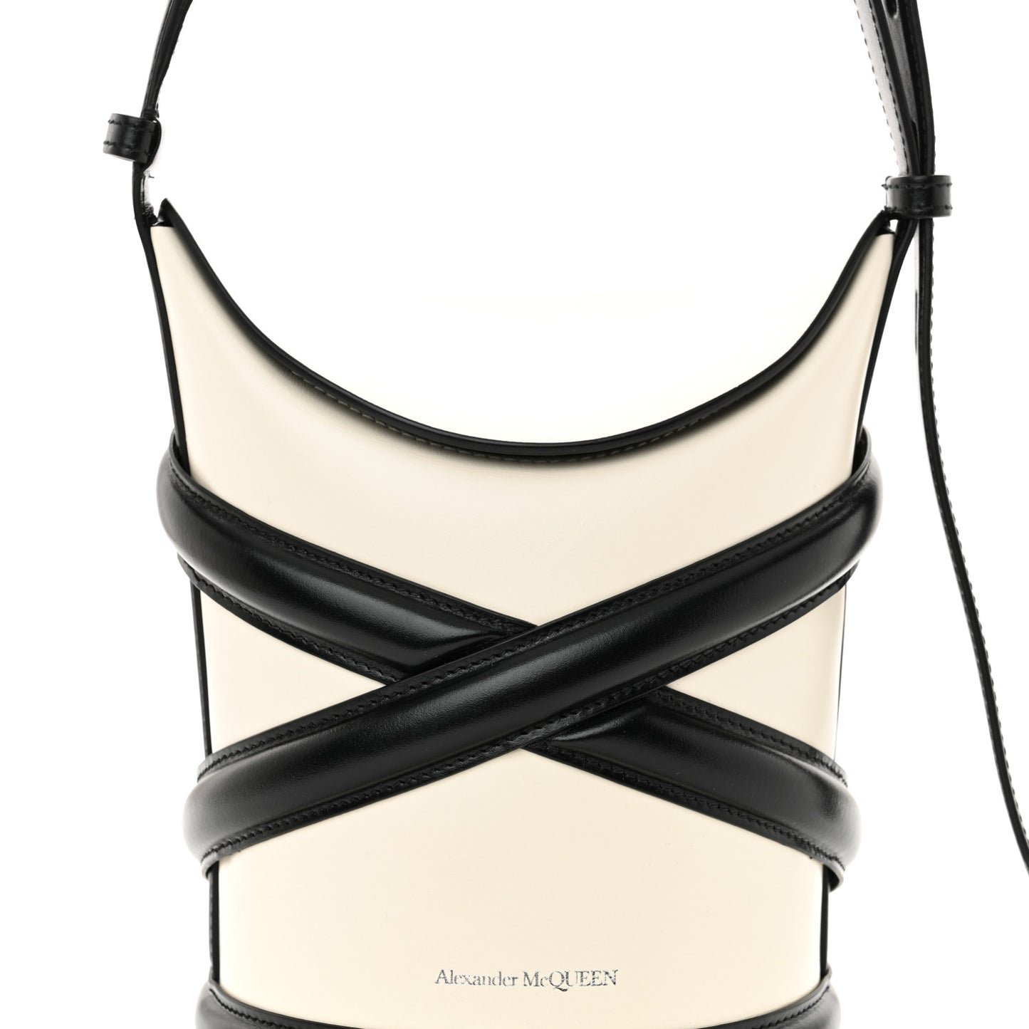 Calfskin The Curve Shoulder Bag White Black