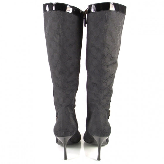 Monogram Patent Tall Boots 10.5 Black