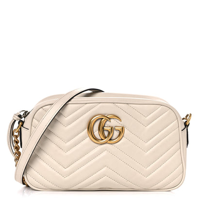 Gucci Calfskin Matelasse Small GG Marmont Chain Shoulder Bag White 1 of 19