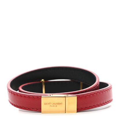 Saint Laurent Calfskin Opyum Double Wrap Bracelet S Rouge Eros 3 of 4