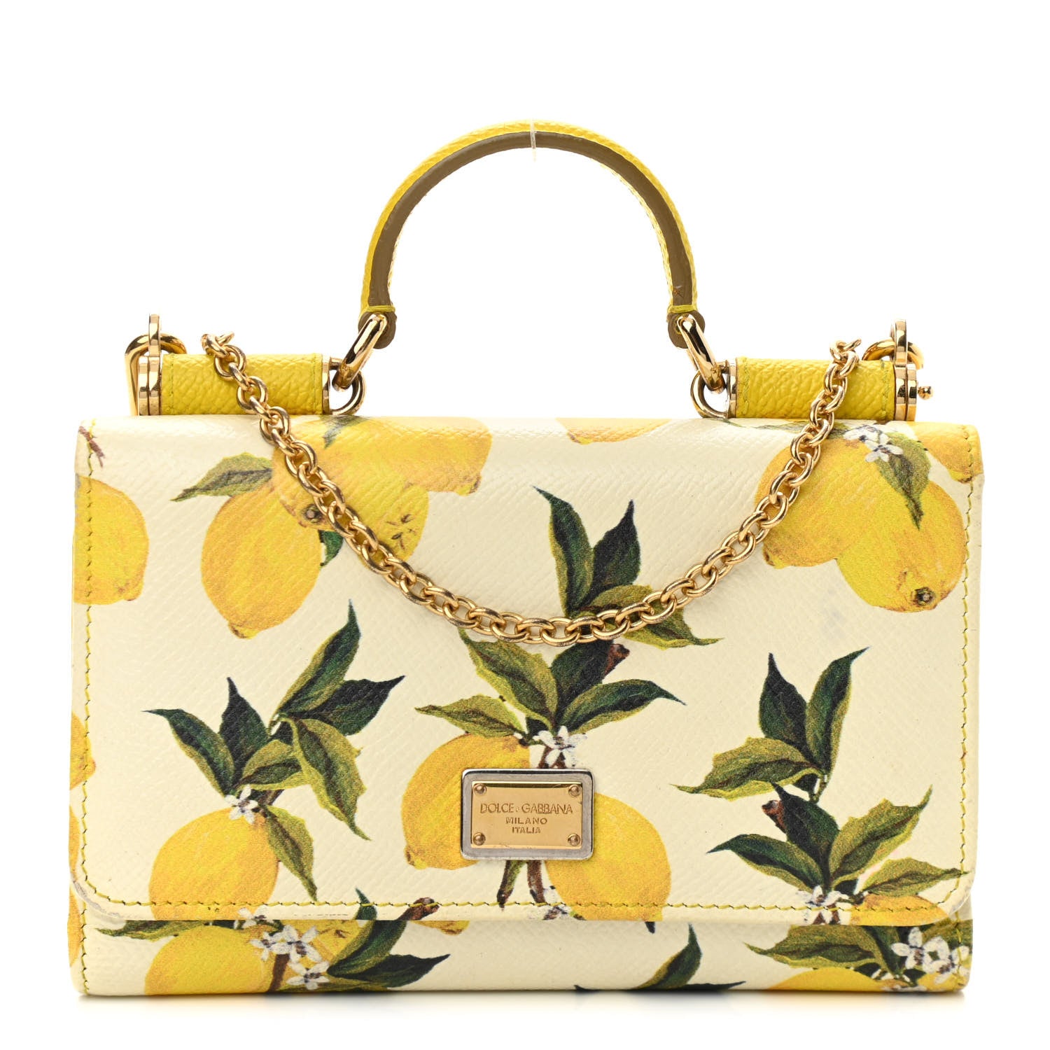 Dolce & Gabbana ♡レモン柄 クラッチバッグ Dolce & Gabbana Dauphine Lemon Printed Mini Sicily Von Bag White