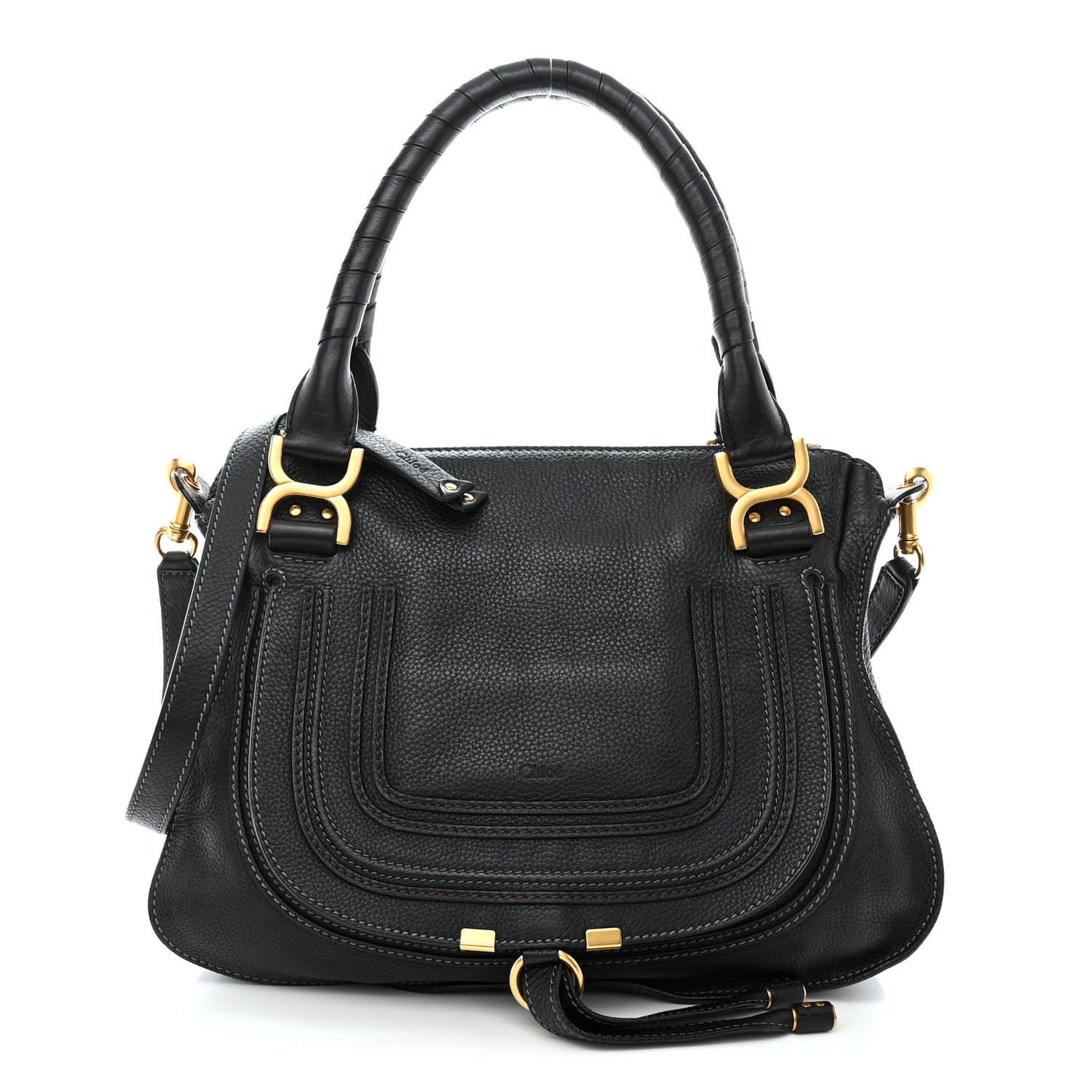 Calfskin Medium Marcie Satchel Black