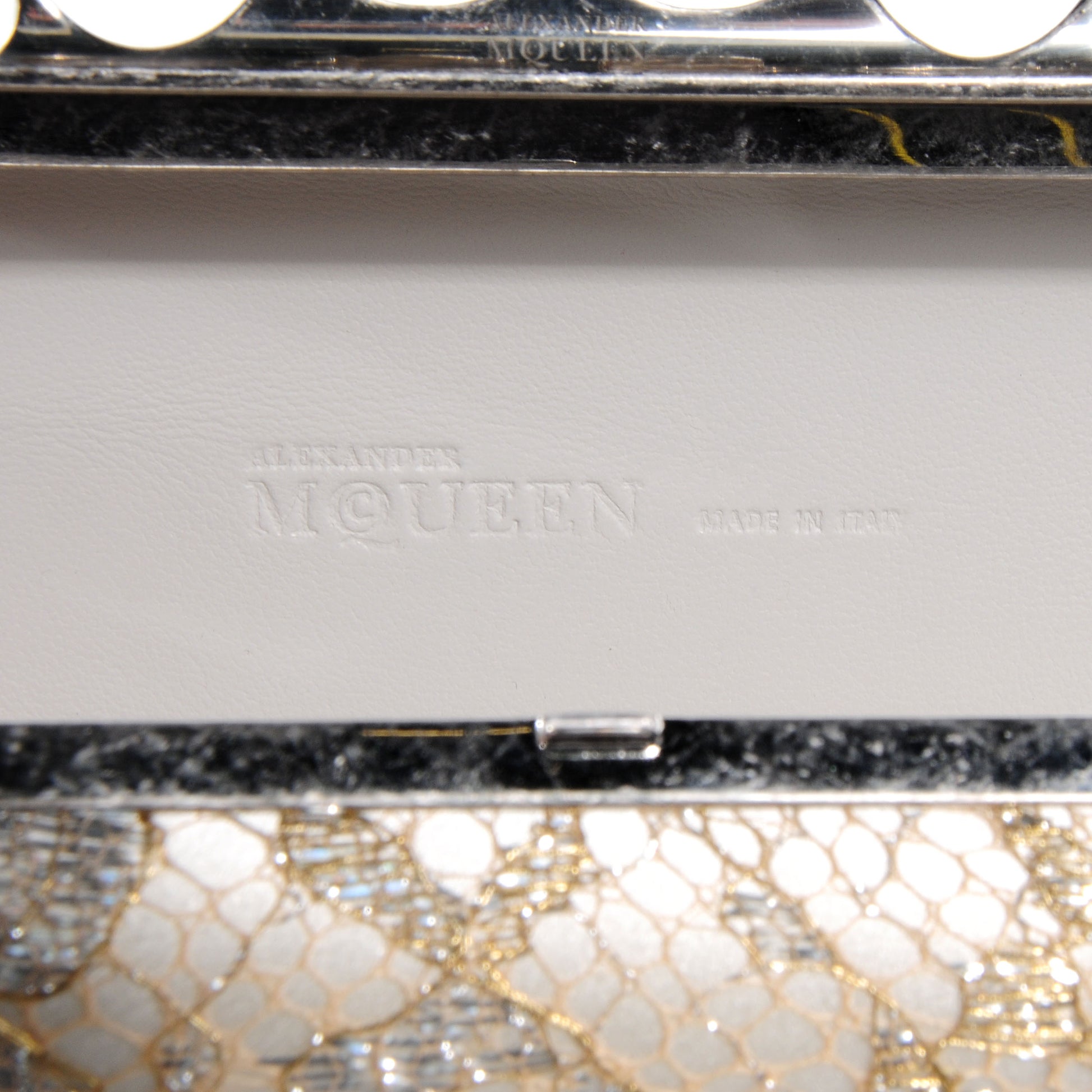 Alexander McQueen Lake Tulip Lace Knuckle-Duster Clutch Bag Silver 6 of 15
