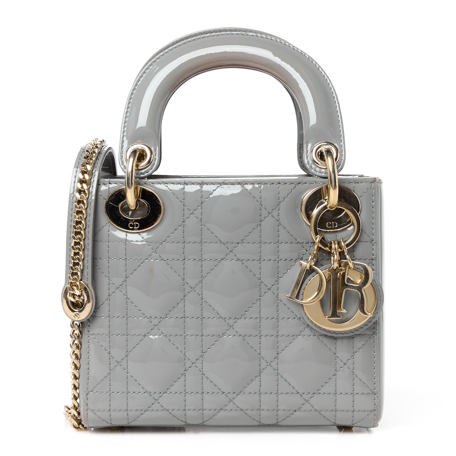 Christian Dior Patent Cannage Mini Lady Dior Grey Stone 1 of 11
