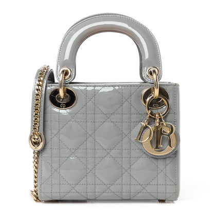 Christian Dior Patent Cannage Mini Lady Dior Grey Stone 1 of 11