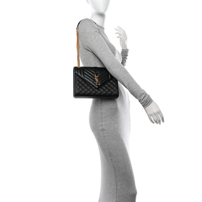 Saint Laurent Grain De Poudre Textured Mixed Matelasse Triquilt Medium Monogram Satchel Black 2 of 13
