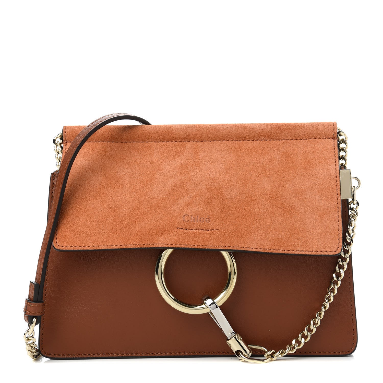 Chloe Calfskin Suede Mini Chain Faye Shoulder Bag Tobacco 1 of 10