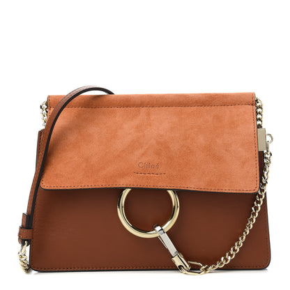 Chloe Calfskin Suede Mini Chain Faye Shoulder Bag Tobacco 1 of 10