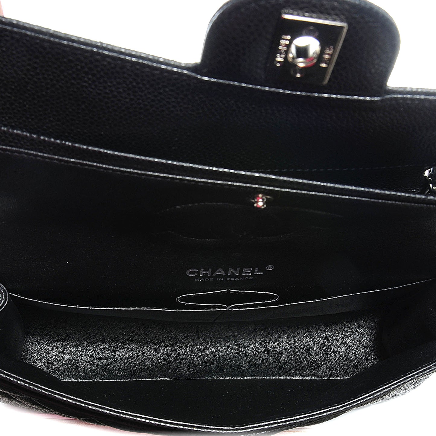 Caviar Quilted Medium Double Flap Black