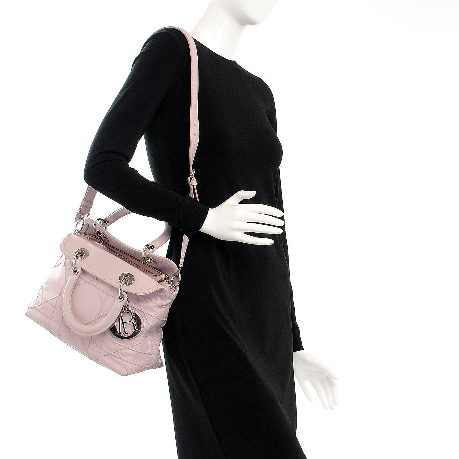 Christian Dior Lambskin Cannage Medium Granville Tote Pink 2 of 10