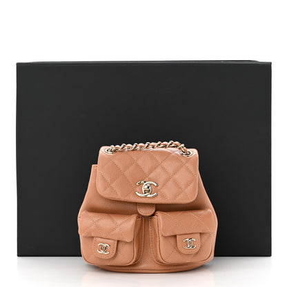 Chanel Shiny Caviar Quilted Small Duma Pockets Drawstring Backpack Dark Beige 11 of 11