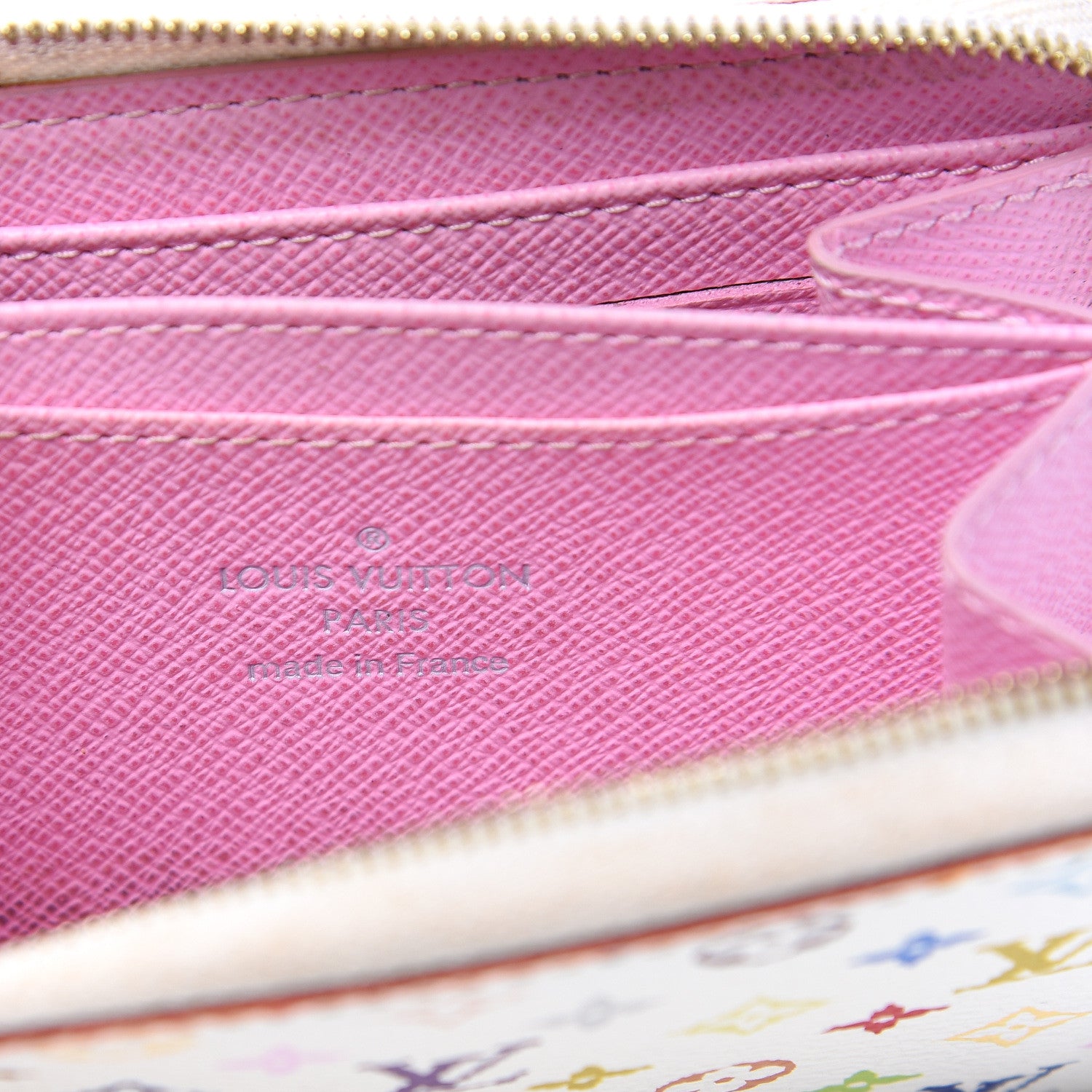 Louis Vuitton Monogram Multicolor Zippy Coin Purse Wallet White Litchi 5 of 10