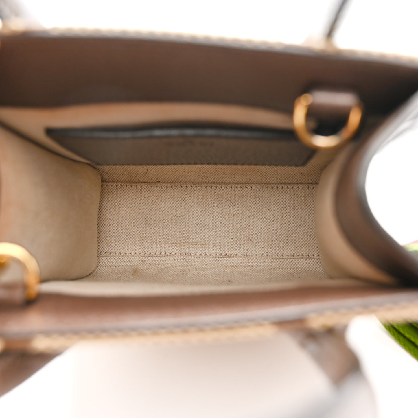 Monogram Jumbo GG Textured Dollar Calfskin Web Mini Vertical Tote Camel Ebony New Acero