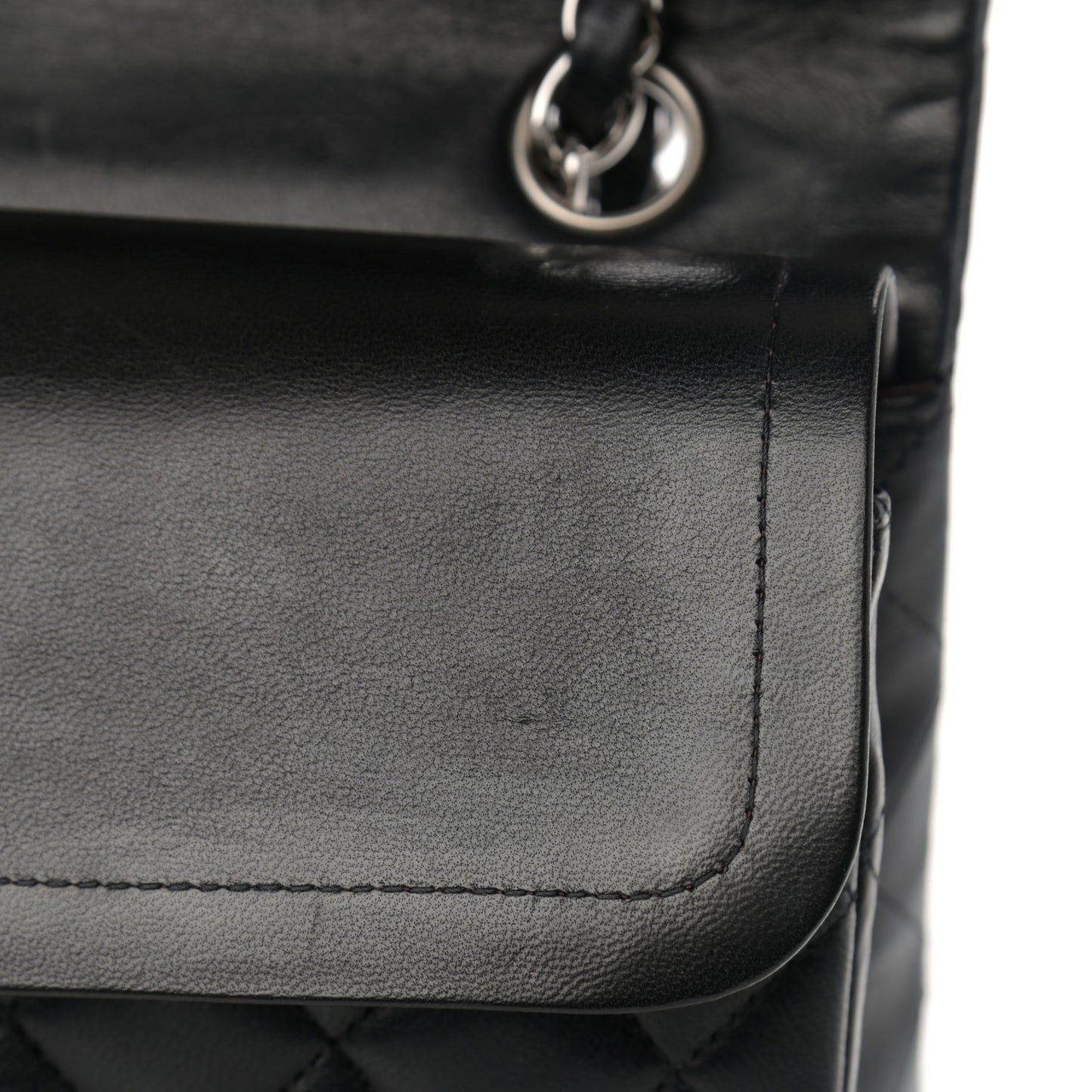 Lambskin Quilted Medium Double Flap Black