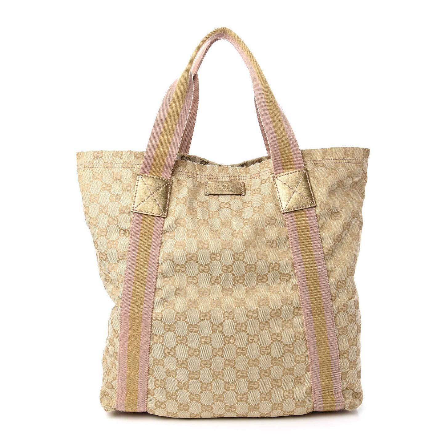 Monogram Medium Web Tote Pink Gold