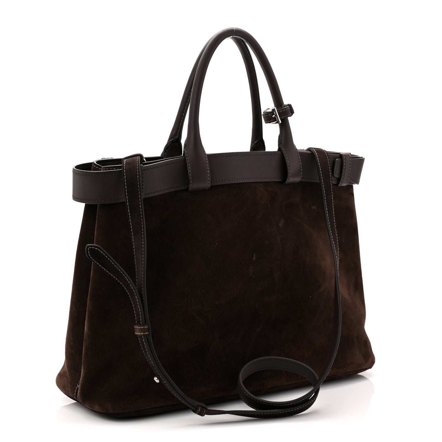 Prada Scamosciato Large Buckle Bag With Belt Ebano 3 of 10
