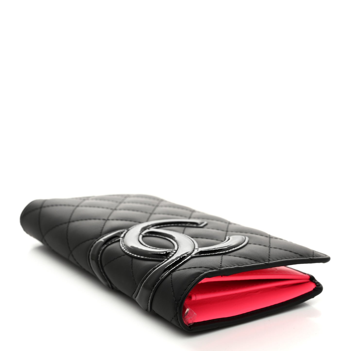 Calfskin Quilted Cambon Yen Wallet Black