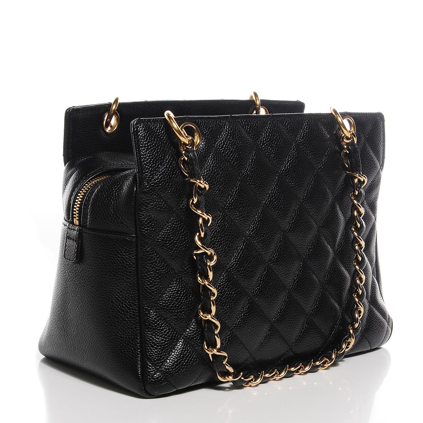 Caviar Quilted Petit Timeless Tote PTT Black