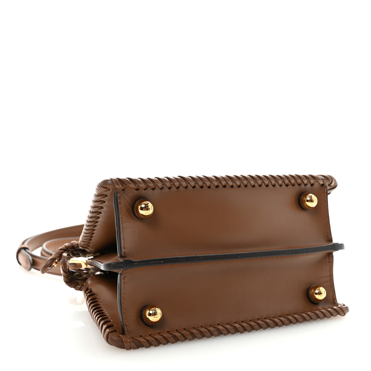 Fendi Vitello King Shiny Nappa Intreccio Petite Peekaboo I SEE U Satchel Gianduia 4 of 9