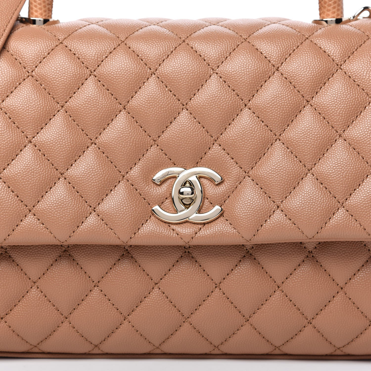 Chanel Caviar Lizard Embossed Quilted Small Coco Handle Flap Brown 7 of 10
